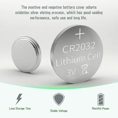 Miniatura 5 de 200pcs 2032 Batería, CR2032 batería de litio 3V moneda, CR2032 3V batería para llavero, batería de litio CR2032