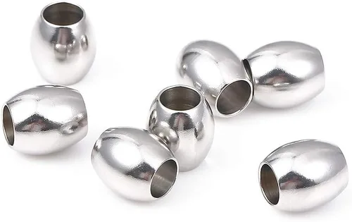 Miniatura 3 de BEADIA Cuentas espaciadoras de acero inoxidable de 0.394 x 0.433 in ovaladas sueltas para hacer joyas de bricolaje, 10 unidades con agujero de 0.236