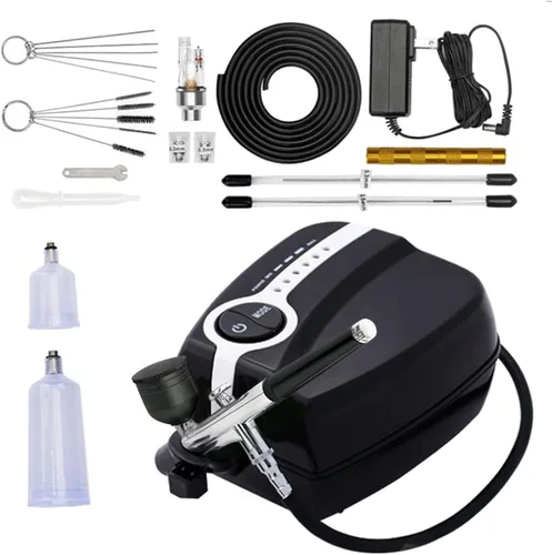 Kit de aerógrafo mejorado de 40 PSI, kit de aerógrafo de doble acción con compresor para pintar, kit de cepillo de aire portátil para pintura de