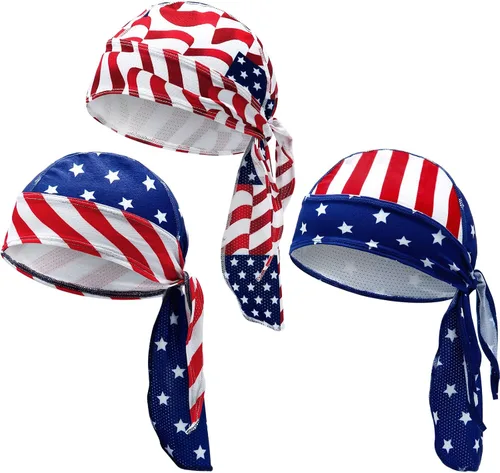 Chuangdi 3 unidades Do Rags Dew Rag Skull Caps para hombres, bandana, gorros, sombreros pirata, gorras de ciclismo, diademas para la cabeza para