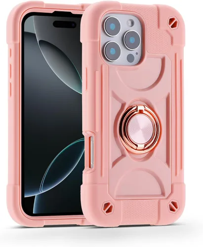 Miniatura 100 de MARKILL Funda compatible con iPhone 15 de 6.1 pulgadas con soporte integrado, [grado militar resistente de cuerpo completo] protección contra Rosa