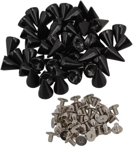 Miniatura 3 de Gdeal - Juego de 100 tachuelas y clavos de cono de bala coloridos, remaches metálicos de 0.276 x 0.394 in (negro)