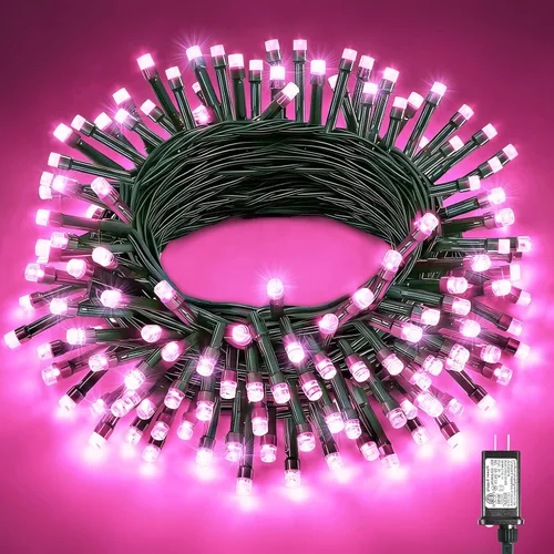 Miniatura 22 de 120 luces LED de Navidad de 40 pies para exteriores, guirnalda de luces de Navidad naranja impermeable, 8 modos de luces conectables para árbol