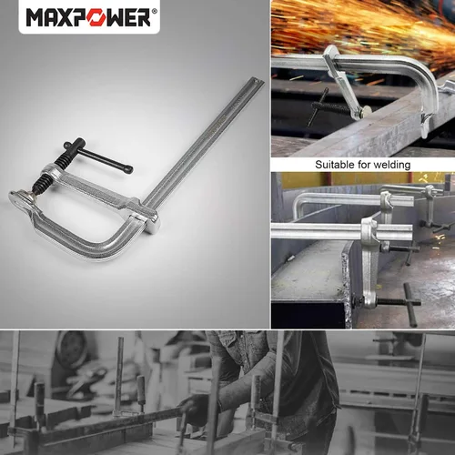 Miniatura 9 de MAXPOWER Abrazadera en F resistente de 12 pulgadas x 4-3/4 pulgadas de garganta (300 x 120mm de garganta), paquete de 4