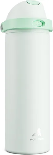 Miniatura 15 de POWCAN - Botella de agua aislada, 24 oz, tapa 2 en 1, boquilla de botón, popote abatible, a prueba de fugas, acero inoxidable, para portavasos