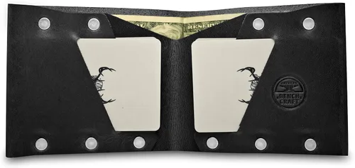 Miniatura 2 de Billetera plegable delgada, billetera de cuero, billeteras hechas a mano para hombres - #2, Negro -, Minimalista