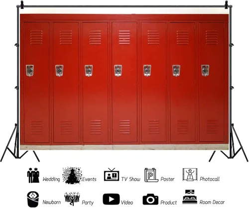 Miniatura 2 de YongFoto Telón de fondo rojo de 5 x 3 pies, para deportes, gimnasio, escuela, armario de seguridad, fondo de habitación para fotografía
