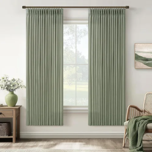 Miniatura 55 de TWODRAPES Cortinas de Lino Plisadas con Pinza Beige Blancas de 54 Pulgadas de Largo 2 Paneles para Comedor Cocina Dormitorio Plisadas Semi