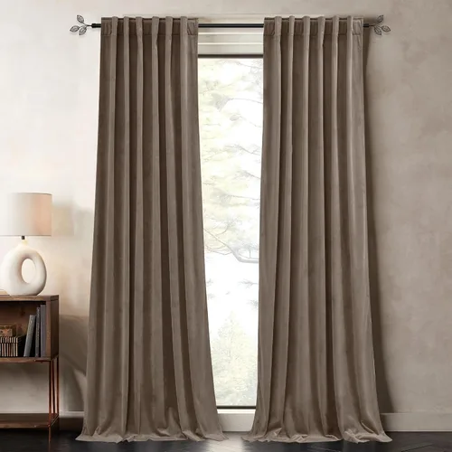 Pony Dance Cortinas de terciopelo champán para oscurecer la habitación, 96 pulgadas, suaves, clásicas, sólidas, con aislamiento térmico, para sala