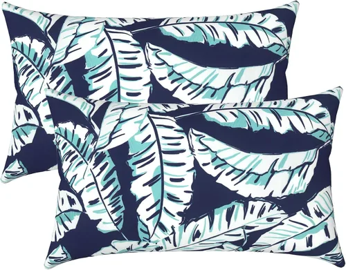 Miniatura 101 de LVTXIII Juego de 2 almohadas lumbares para patio, 12 x 20 pulgadas, resistentes a la decoloración, para exteriores con interiores, cojines lumbares