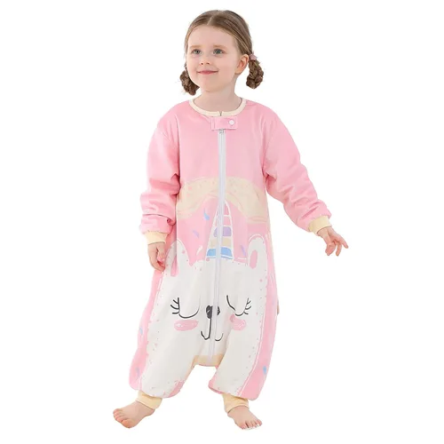 MICHLEY Saco de dormir para bebé de manga larga con pies, manta envolvente usable de invierno para niños y niñas, Gato, 1-3 años Rosa