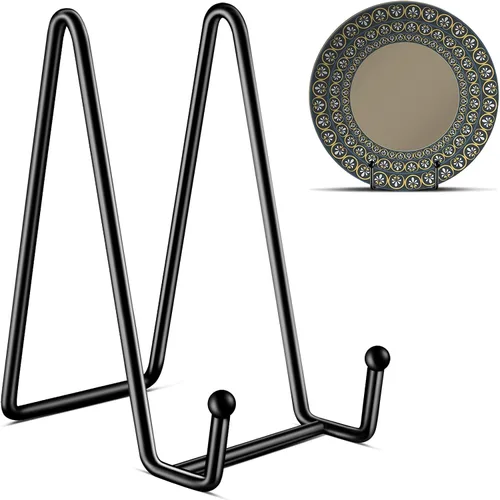 Kruodop Paquete de 3 Soportes para Platos de 6 Pulgadas para Exhibición, Soporte de Exhibición para Platos, Soporte para Marco de Fotos de Metal