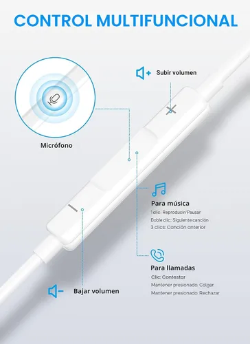 Miniatura 4 de Auriculares USB C para iPhone 17 16 15, auriculares con cable USB C con micrófono y control de volumen, para auriculares Apple con cable