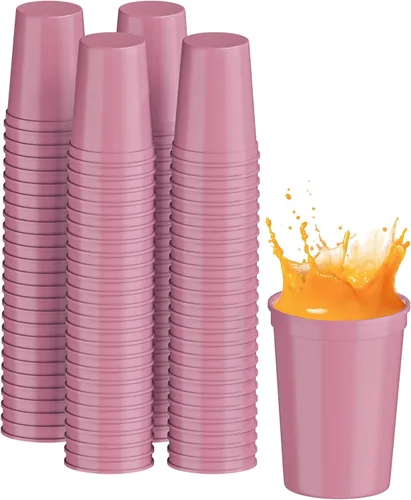 Miniatura 37 de PartyPrints Paquete de 100 vasos de plástico en blanco reutilizables de 10 a 12 onzas, vasos de estadio a granel, sin BPA, aptos para lavavajillas