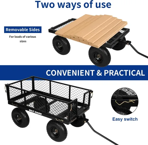 Miniatura 6 de BILT HARD Carrito de jardín de acero de malla de alta resistencia de 880 libras de capacidad, carrito de jardín resistente de 4 pies cúbicos