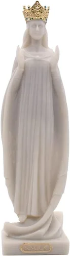 Estatua de Nuestra Señora de Knock | Estatua de color crema con corona ornamentada en tono dorado | Decoración del hogar de la bendita madre | Gran
