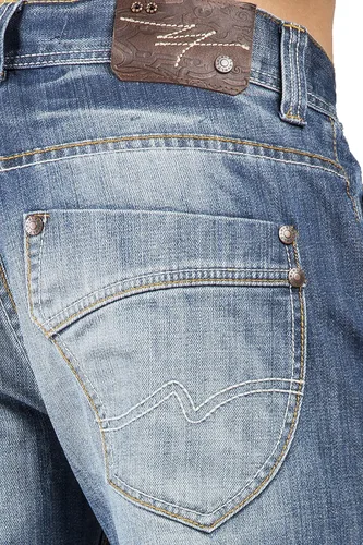 Miniatura 5 de Level 7 Jeans relajados y de pierna recta para hombre con corte de bota y bolsillo con cremallera