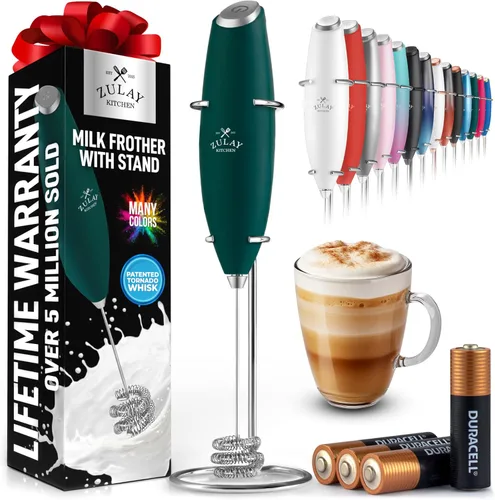 Miniatura 54 de Zulay Kitchen Espumador de leche de mano con pilas Duracell AA – Mezclador eléctrico ultrarrápido y creador de espuma, mezclador de bebidas fácil
