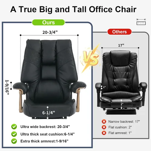 Miniatura 4 de EXCEBET Silla de Oficina Ejecutiva Grande y Alta con Reposapiés, Capacidad de 400LBS Silla de Oficina Ergonómica de Respaldo Alto con Soporte