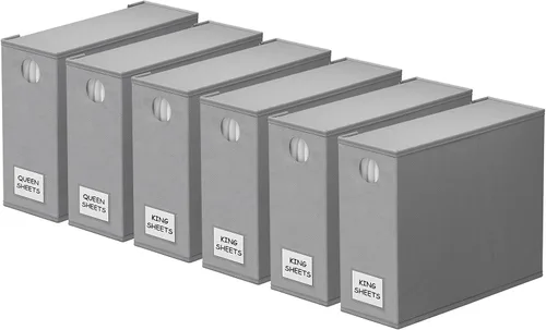 SpaceAid Paquete de 6 organizadores y almacenamiento de sábanas, organizador de sábanas plegable con ventana para armario de lino, juego de carpetas