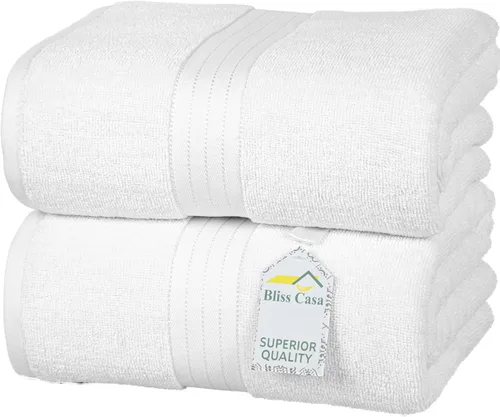 Miniatura 15 de Bliss Casa Paquete de 2 toallas de baño jumbo de algodón de gran tamaño de 35 x 70 pulgadas, ultrasuaves y altamente absorbentes, de secado rápido