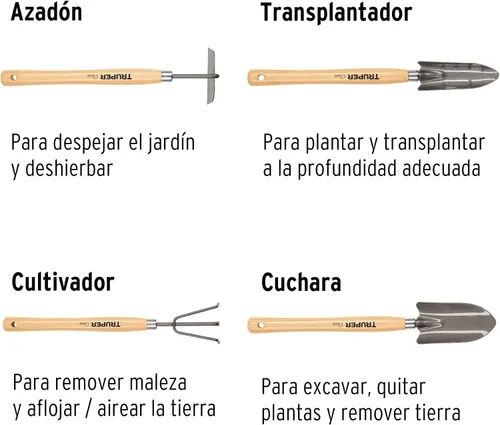 Miniatura 2 de TRUPER JJ-4L Juego de herramientas de jardinería de 4 piezas de 15
