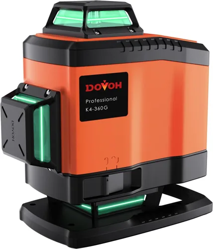 DOVOH Nivel láser de 4 x 360 ° autonivelante, nivelador láser de 16 líneas para construcción de pavimentos y techo recargable, haz verde, soporte