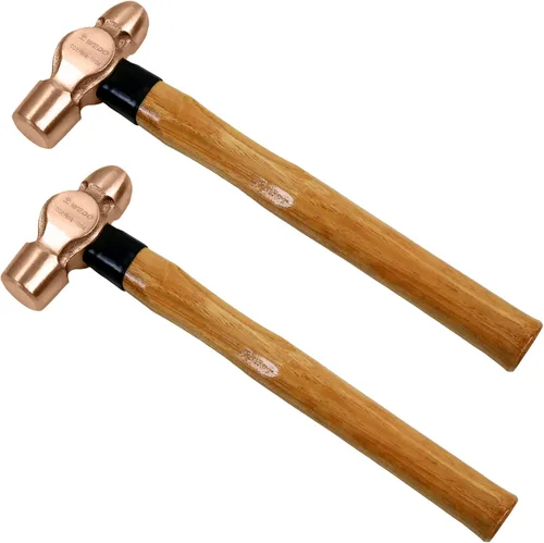 Miniatura 11 de WEDO Juego de martillo de bola de cobre de 3 piezas, 8 onzas + 12 onzas + 16 onzas (1/2 libra+3/4 lb+1 libra), martillo de bola con mango de madera