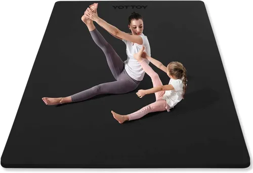 Miniatura 8 de YOTTOY Tapete de yoga grande (75 x 52 x 1/2 pulgadas), tapete de ejercicio TPE extra ancho, tapete de entrenamiento antideslizante para pilates, Azul