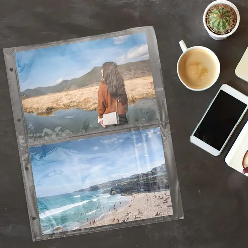 Miniatura 2 de MAGICLULU Fundas para carpeta, 50 páginas para álbumes de fotos autoadhesivas, de plástico, insertadas, bolsillos para postales, álbumes de hojas