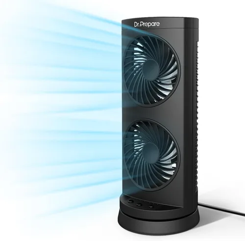 Miniatura 9 de DR.PREPARE Ventilador de escritorio USB Ventilador de torre de enfriamiento con control remoto, ventilador oscilante portátil de motor DC, 3