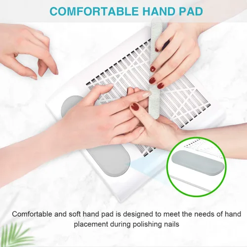 Miniatura 5 de Colector de polvo de uñas (no requiere bolsa), potente colector de polvo al vacío de uñas de 80 W con 2 filtros, extractor de polvo de bajo ruido