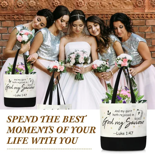 Miniatura 6 de 20 bolsas de lona reutilizables para regalo cristiano de la Biblia para mujeres, bolsa de lona reutilizable para regalo de San Valentín (clásico)