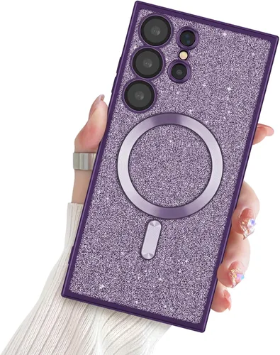 Miniatura 14 de Newseego Funda ultra magnética para Samsung Galaxy S22, funda de lujo con purpurina para mujeres y niñas, protección completa de la lente de la Negro