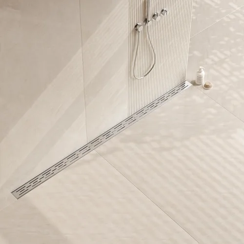 Miniatura 13 de Neodrain - Drenaje lineal rectangular de 24 pulgadas con rejilla de patrón de ladrillo, desagüe de piso de acero inoxidable cepillado 304 para baño