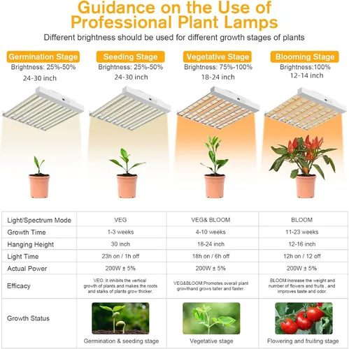Miniatura 3 de 2024 Nuevo SPF2000 PRO Luz LED de 200W para Cultivo 3x3 pies de Cobertura con Temporizador y Atenuador para Plantas de Interior en Fase Vegetativa