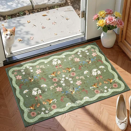 Miniatura 62 de Jinchan Alfombra Floral de Pasillo, 2x5, Alfombras Antideslizantes Lavables a Máquina, Alfombra Suave de Pelo Bajo para Pasillo, Resistente a