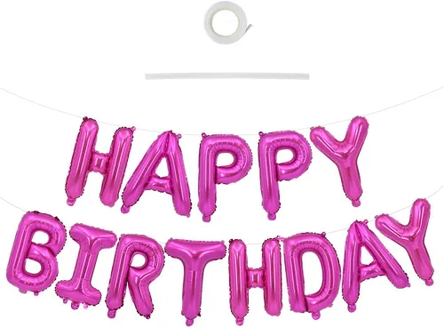 Miniatura 30 de TONIFUL Pancarta de Globos Negros de Feliz Cumpleaños de 16 Pulgadas con Letras de Papel de Aluminio Mylar, Cartel Banderín Reutilizable