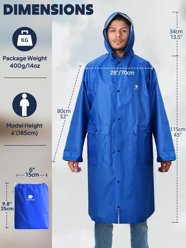 Miniatura 18 de Anyoo Poncho de lluvia con capucha, impermeable, ligero, para hombres, mujeres y adultos, con bolsillo para senderismo, camping, actividades al aire