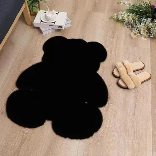 Miniatura 2 de Alfombra en forma de oso, de 17.7 x 23.6 in, suave y lanuda para dormitorio de los niños, bonita alfombra de piel sintética suave y esponjosa