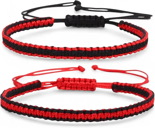 2 piezas de pulseras a juego de color rojo y negro para mejores amigos y parejas, regalo para cumpleaños, novio, novia, mejores amigos, amistades