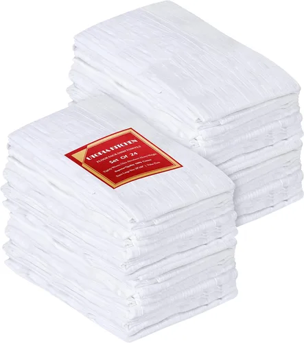 Utopia Kitchen Toallas de saco de harina blanca [paquete de 24 - 28 x 28 pulgadas] 100% toallas de té de algodón para limpieza y secado - Paño de