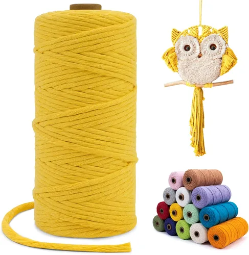 Miniatura 87 de Cuerda de macramé de una sola hebra de 0.197 in x 110 yardas, cuerda de macramé de algodón natural de 0.197 in, cuerda de algodón grueso para colgar