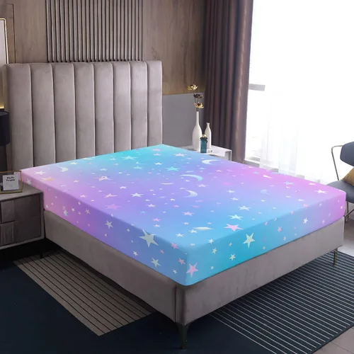 Miniatura 5 de Sábana bajera de galaxia tamaño individual, juego de ropa de cama con purpurina degradado para niños, niñas, niños y mujeres, decoración