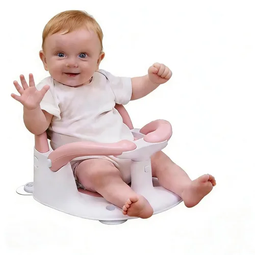 Asiento de Baño para Bebés de 6 Meses y Más, Asiento de Baño Infantil con Alerta de Temperatura+Respaldo Abierto+Brazos Activables/Desactivables,