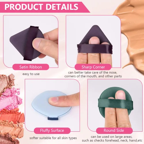 Miniatura 4 de Ainiv 9 esponjas de maquillaje con cojín de aire para base, esponja reutilizable con caja portátil, esponja de mezcla sin látex para líquidos