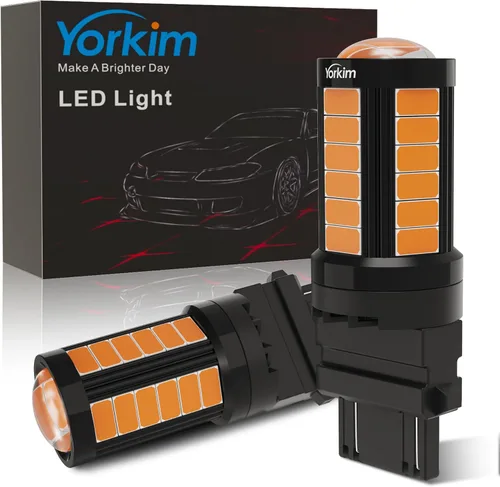Yorkim 3157 Bombillas LED ámbar superbrillantes, 3056 3156 3156A 3057 4057 3157 4157 T25 bombillas LED para luces de freno, luces de marcha atrás de