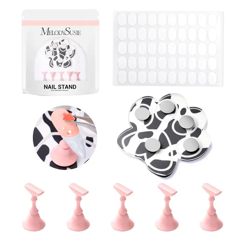 Miniatura 12 de MelodySusie Soporte de uñas para prensa, 2 juegos de base magnética acrílica azul para pintura con masilla adhesiva reutilizable para el hogar