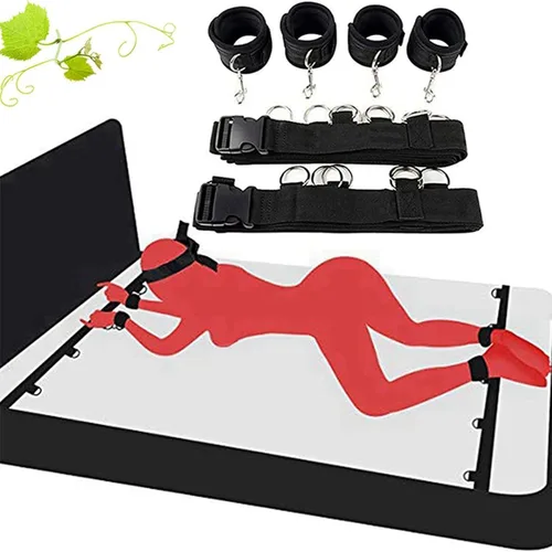 Miniatura 5 de Puños para piernas y tobillos, correas sexuales para cama, collares con cadena y esposas, kit de sujeción sexual debajo del colchón para adultos