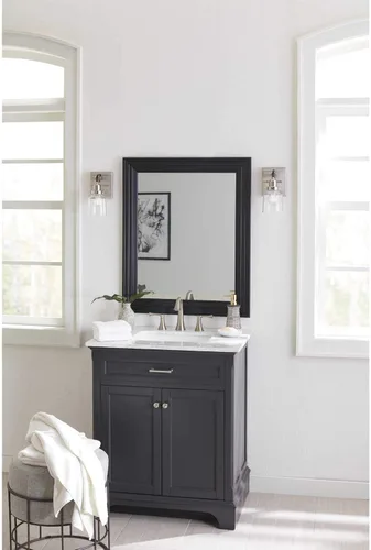 Miniatura 23 de Progress Lighting Rushton Collection - Lámpara de tocador de baño de cristal transparente (1 lámpara), níquel cepillado